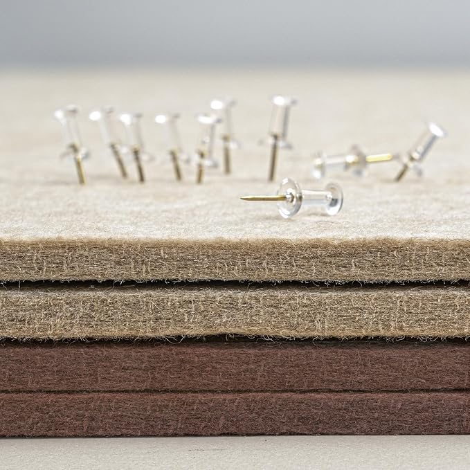 Bulletin Board, 24 x 18 inches Felt Board Decorative Pin Board, Cork Board Alternative for Wall, Foldable Photo Board Self-Adhesive Vision Board Mood Board with 20 Pushpins - Saddle Brown