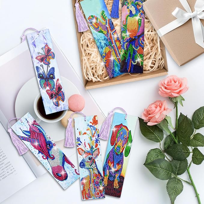 6 Pcs Diamond Painting Bookmark, Animal DIY Book Makers for Adults Book Lovers, Diamond Art Beginners, Small Diamond Art Kits, Paint by Art Crafts Supplies Gift for Women Girls (Dog)