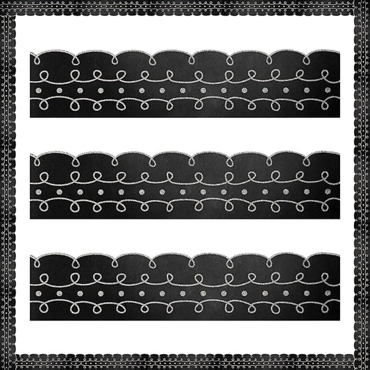 Leinuosen 50.5 ft Bulletin Board Border 44 Pcs Squiggles and Dots Die Cut Border Trims with 20 Sheet Glue Point Dots Bulletin Back to School Decoration for Classroom School Office(Black with White)