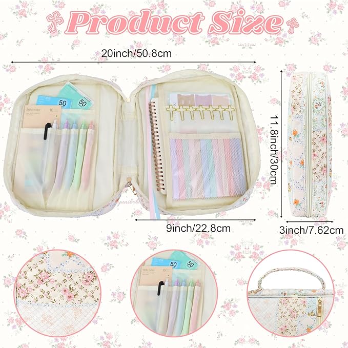 Bible Cover Case for Women Large Bible Cover Bag Bible Study Supplies Accessories Bible Journaling Kit for Girls Women