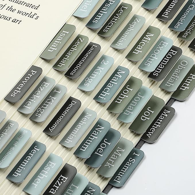 Mr. Pen- Bible Tabs, 75 Tabs, Frozen Lake Theme, Green Laminated Bible Tabs for Women and Men, Bible Tabs for Study Bible, Large Print Bible Index Tabs, Bible Book Tabs, Bible Labels Tabs