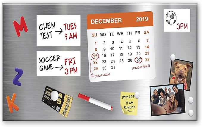 Essentially Yours Magnet and Message Board | Large Mountable 30 x 14 x 0.7 Inch Steel Bulletin Board (Silver)