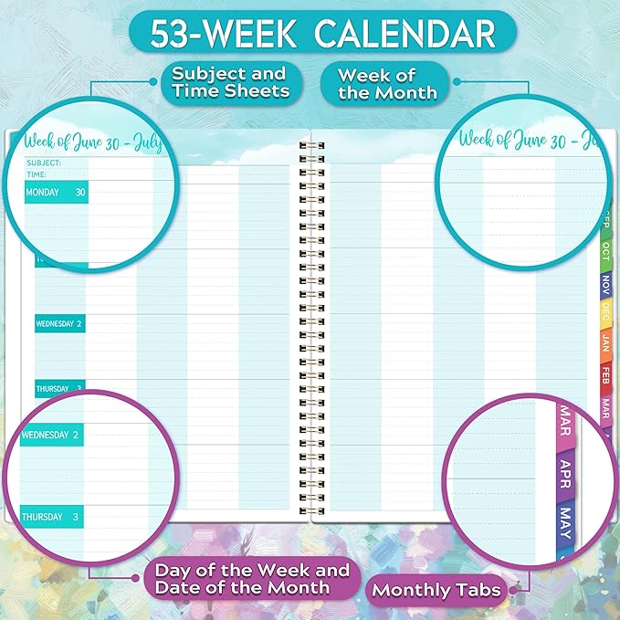 Teacher Planner 2026-2027 - Teacher Lesson Planner 2026-2027, July 2026 - June 2027, 8.3" x 11", Weekly & Monthly Lesson Plan Book for Teachers with Twin-Wire Binding for Teachers - Oil Painting