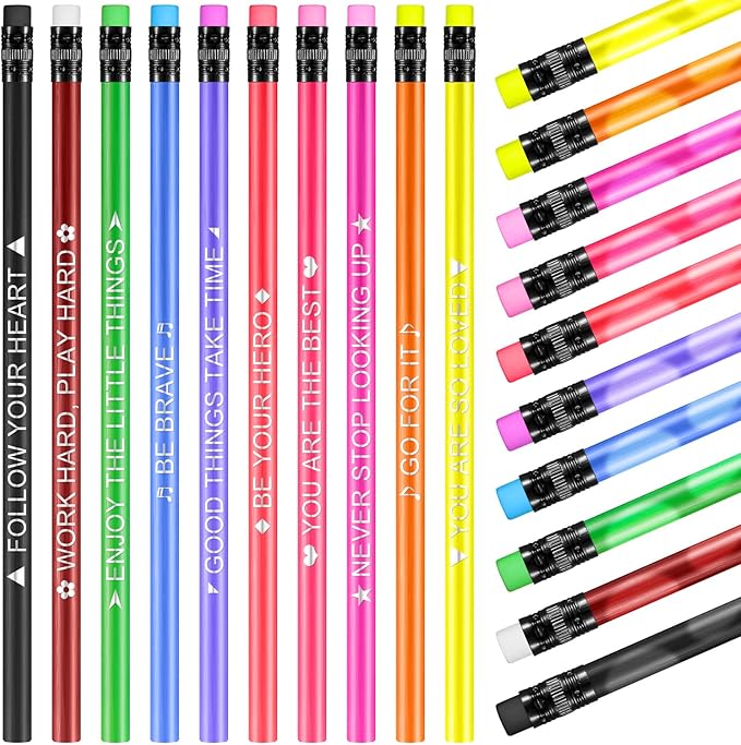 Eersida 40 Pcs Color Changing Mood Pencils Fun Pencils Bulk for Kids Students Motivational Pencil 2B Assorted Thermochromic Pencil with Eraser (Motivational)