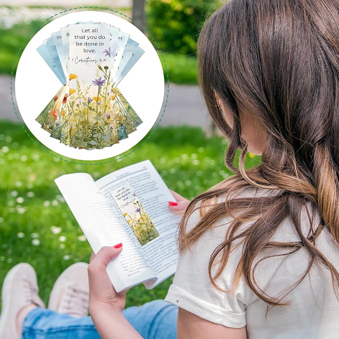 Bible Verse Bookmarks Gifts - 160 Pcs Flower Scripture Bookmark Christian Religious Book Mark Page Clips Inspirational Gift for Women Men Church Book Lovers Student Teacher Bookish Supplies