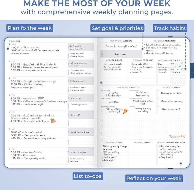 Clever Fox Planner PRO Premium Jan 2026-Jan 2027 – Luxurious Weekly, Monthly & Budget Agenda Organizer for Productivity & Reaching Goals, A4 Hardcover + Keepsake Box – Mystic Blue