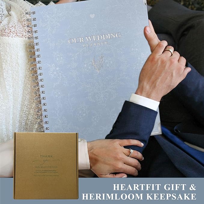 Bride Squad Wedding Planner Book and Organizer | Bridal Wedding Planner Book with Countdown Calendar & Checklists | A Thoughtful Engagement Gifts for Couples, Blue Floral