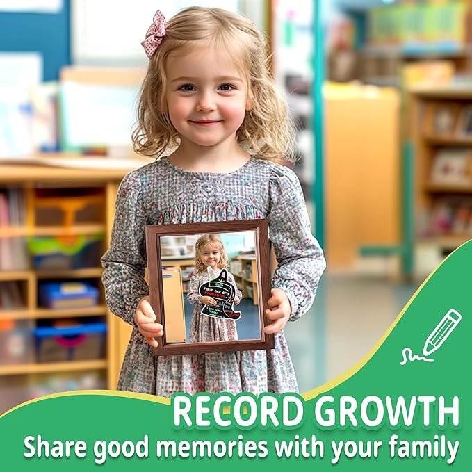 First and Last Day of School Chalkboard Sign with 4 Chalk Markers -11''×11.9'' Double Sided Back to School Sign Photo Prop for Preschool Kindergarten (Black-Unicorn)