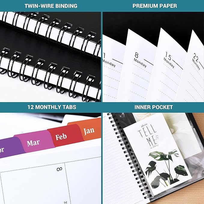 Planner 2026-2027 - Academic Planner 2026-2027, July 2026 - June 2027, 6.3" x 8.4", 26-27 Planner Weekly and Monthly, Colorful Tabs, PP Cover, A5 Thick Paper, Twin-Wire Binding - Black