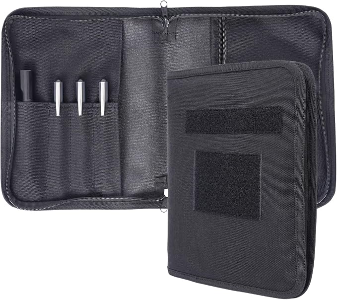 VEPKOIT A5 Binder Cover, Large A5 Notebook Holder and Travelers Notebook Cover with Pouch, Leather Book Cover for Police and Army, 7" x 9" OCP Book Cover with Zippered - Black (Cover Only)