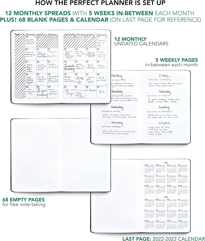 BK UNDATED Yearly Weekly/Monthly Planner 2026-27 Daily Planner Agenda & Personal Organizer to Increase Productivity, Academic Planner w/Sticker Set. A5 (5.8 x 8.3) - Orange Hardcover