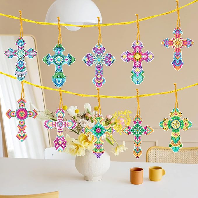 Anserdrm 10 Pcs Diamond Art Bookmarks Kit - DIY Paint with Diamonds Bookmarks with Pendant, Arts and Crafts Kits for Adults, Perfect Craft Gifts