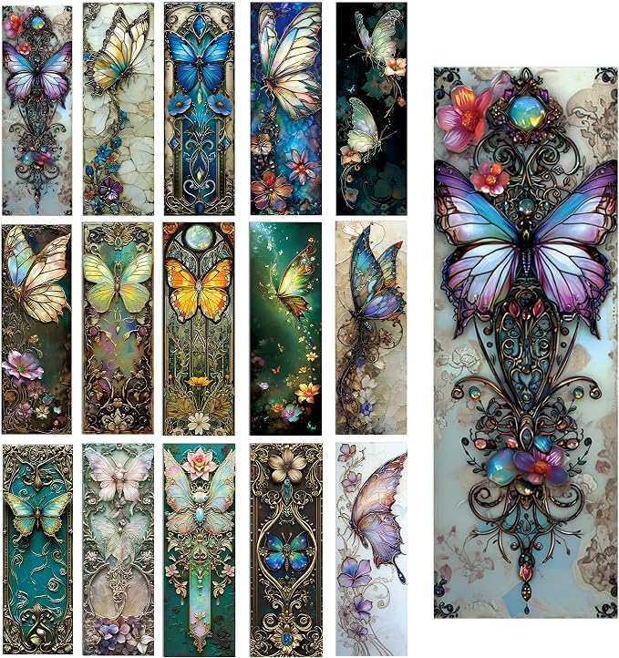 150 Pcs Butterfly Fantasy Bookmarks Bulk, Colorful Paper Book Marks for Reading Kids Girls Women, Aesthetic Book Markers for School Office Supplies Stationary Rewards, Bookish Gifts