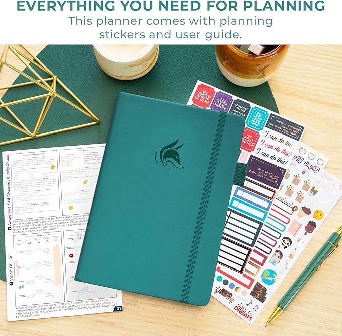 Clever Fox Planner Schedule – Undated Weekly & Monthly Life Planner with Time Slots, Appointment Book & Daily Organizer, A5 (Turquoise)