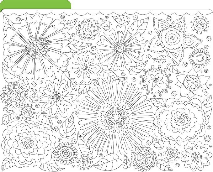 Barker Creek Color Me! in My Garden Designer File Folders on 14pt Stock, Pack of 12, Multi-Design, Adult Coloring Book Style, Letter Size, 1/3 Cut Tabs, 12 per Pack (2008)