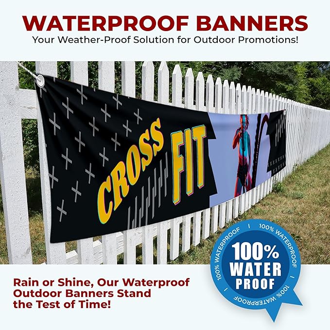 Crosss Fit Large Banners and Signs for Outdoor by Mavis Printing-Polyester Banner with 4 Holes for Easy Hang Indoor & Outdoor|4x1 Feet HD Print Sign to Promote Church| Made in USA