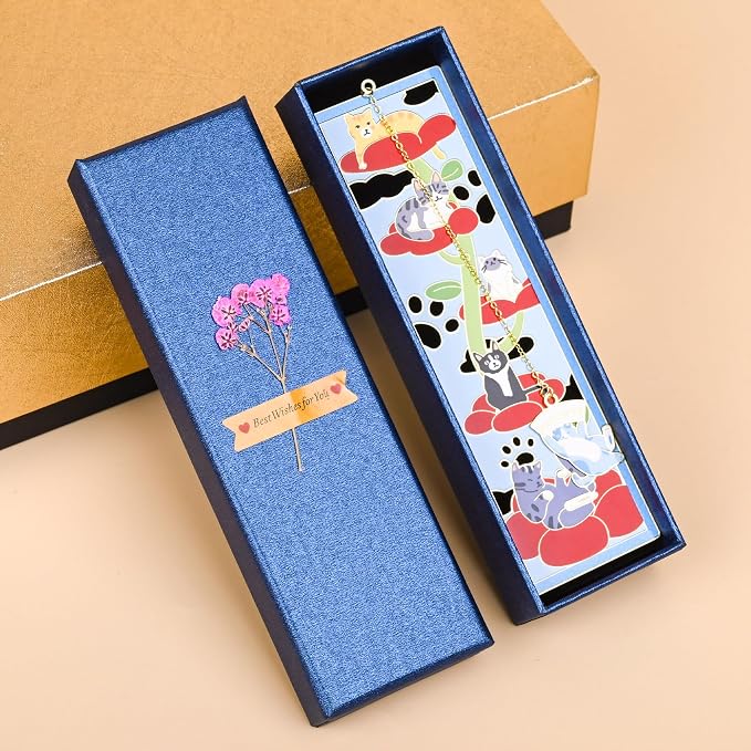 Personalized Cat Bookmark, Bookmarks for Women, Fancy Book Marks, Reading, Metal Book Mark Charm, Funny Book Marker, Kwaii Gifts for Book Lover, Cat Lover, Teacher, Mom, Friends, Bestie, Dad