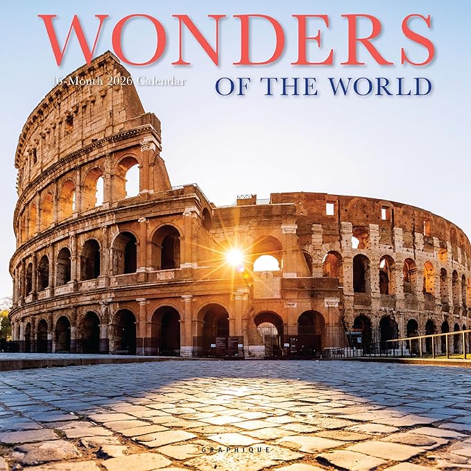 Graphique 2026 Wonders of the World Wall Calendar | 12” x 12” | Thick Paper | Home & Office Organizer | Large Monthly Grid | 3 Languages & Marked Holidays | 4 Month Preview Page for 2027