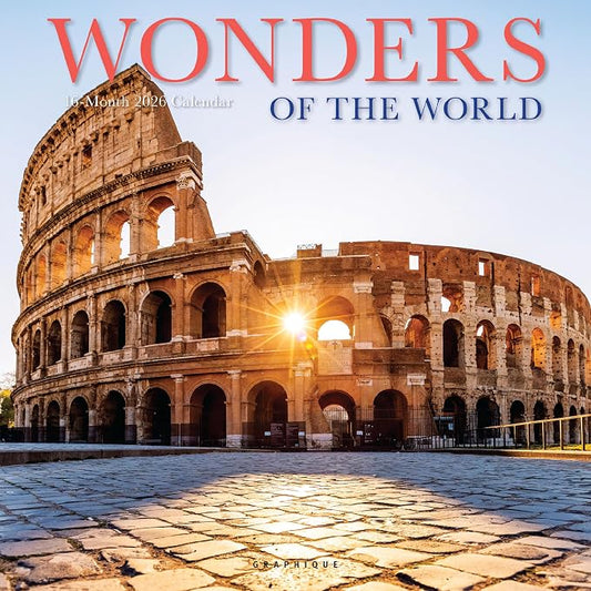 Graphique 2026 Wonders of the World Wall Calendar | 12” x 12” | Thick Paper | Home & Office Organizer | Large Monthly Grid | 3 Languages & Marked Holidays | 4 Month Preview Page for 2027