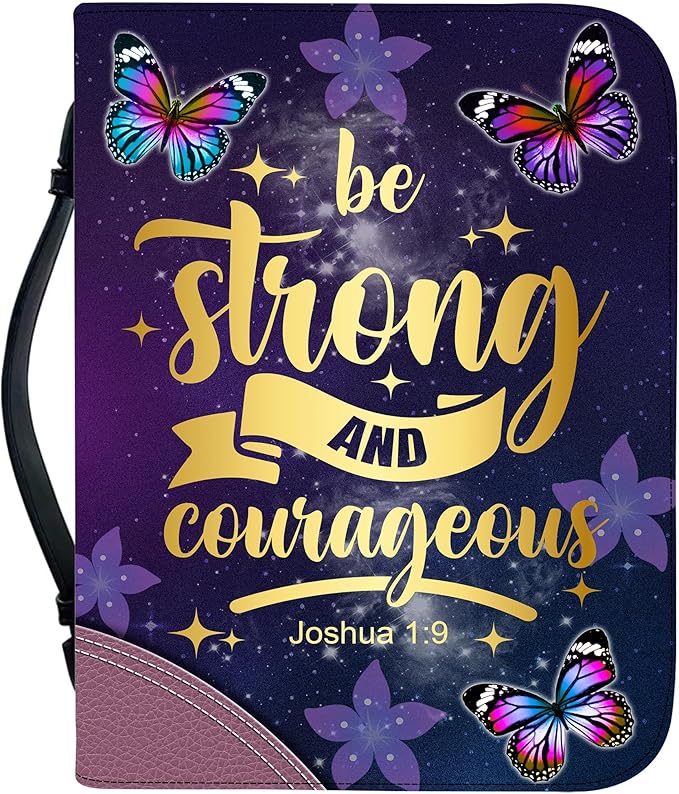 Custom Leather Bible Cover with Name – Personalized Bible Case for Women Zippered with Handle, Bookmark & Storage Pockets, Christian Gift for Mom, Daughter, Grandma (Butterfly, M-2XL)