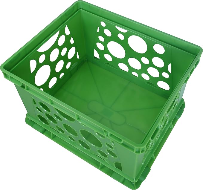 Storex Premium File Crate with Handles – Letter and Legal Document and Folder Storage, Classroom Green 3-Pack (61463C03C)