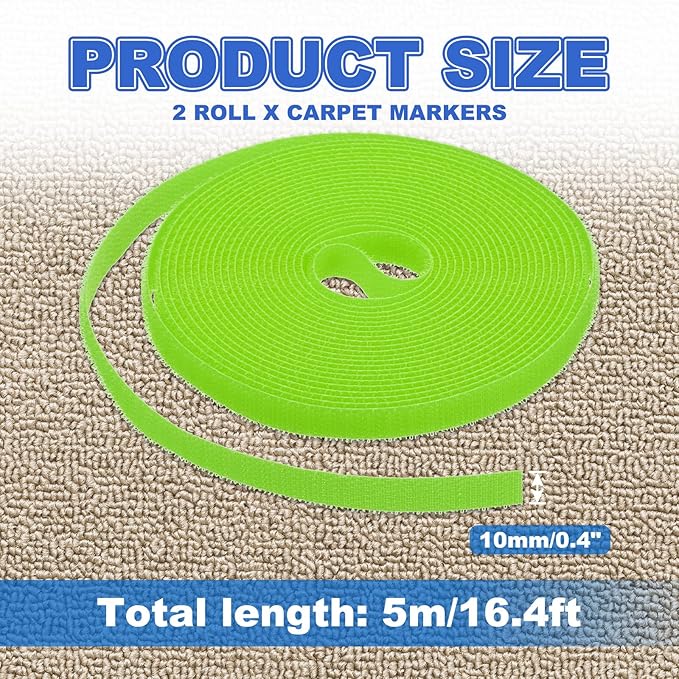 PATIKIL Carpet Marker Strips 0.4 Inch x 16.4 Ft, 2 Roll Floor Markers Nylon Strip Floor Marking Tape for Classroom Rug Teacher Supplies, Green
