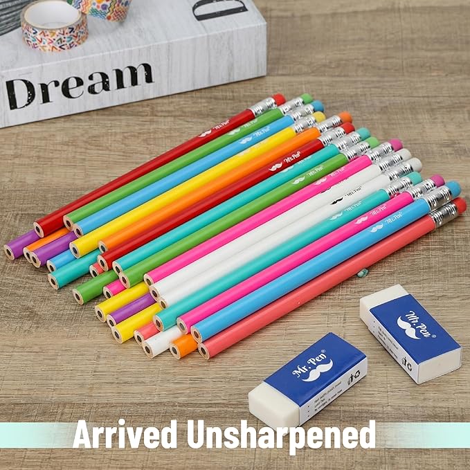 Mr. Pen- Jumbo Pencils, 60 pcs, Preschool Pencils, Large Pencil, Bright Barrels and Black 2 HB Graphite Cores, Smooth Lead, Latex-Free Eraser Top with Metal Ferrule