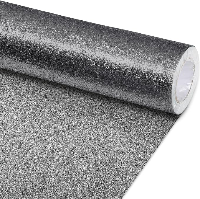 Glitter Bulletin Board Paper Roll Sparkle Wrapping Paper Bulletin Board Decor Glitter Poster Gift Wrapping DIY Art Crafts Wallpaper Background for Home Office Classroom Decoration 17" x 20ft, Gray