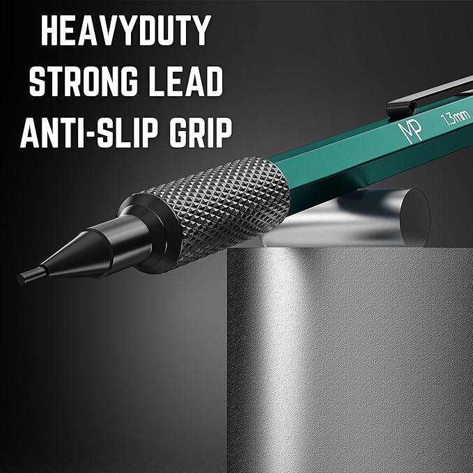 Mr. Pen- Metal Mechanical Pencil Set with Lead Refills & Erasers, 3 Pack, 1.3 mm, 3x Lead & 6x Eraser Refills, 3x Premium Erasers, Ideal for Precision Drawing Pencils for Sketching & Technical Artwork