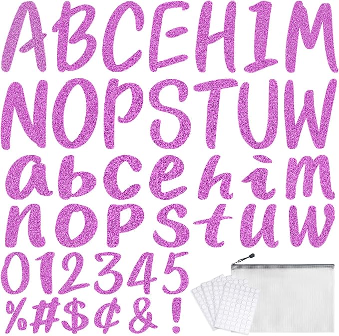 273 Pcs 4 Inch Glitter Bulletin Board Letters Set - Poster Board Letter Cutouts with Alphabet, Symbols, Numbers, Storage Bag - Classroom Decor, DIY Projects, Teacher Supplies, Office (Rose Red)