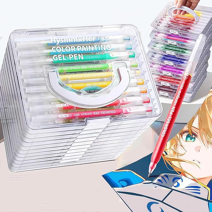 99 Colored Gel Pens Set, 0.6mm Fine Point for Black Paper & White Paper, Pens for Journaling, Adult Coloring Books, Bible, Drawing, Note Taking, Art & Journaling Supplies