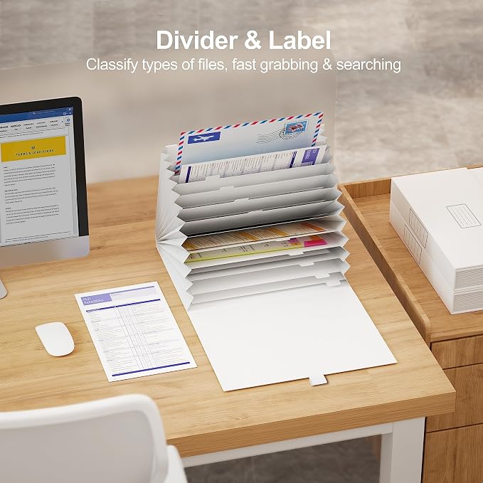 JiaWei Expanding File Folders with Pockets, 13 Pockets Accordian File Organizer with Magnetic Closure, Letter Size Portable Documents and Receipts Folders with Tabs for Document Classification