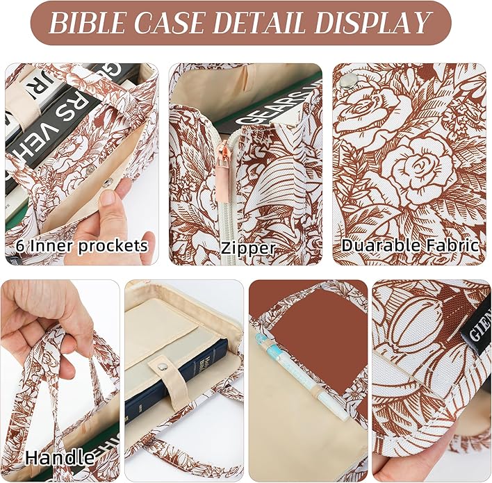 Bible Carrier Bag,Durable Waterproof Cover for Travel, Daily Use - Compact Lightweight Multiple Pockets