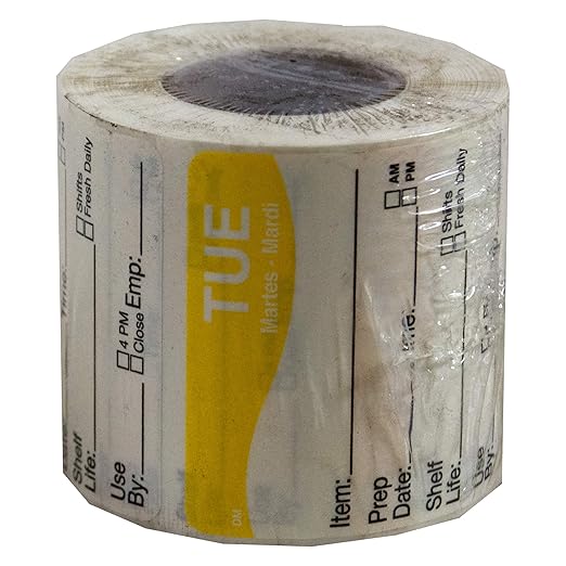 DayMark Safety Systems DissolveMark IT1122132 "TUE" Day of the Week Label, 2" x 2", Yellow, Roll of 250