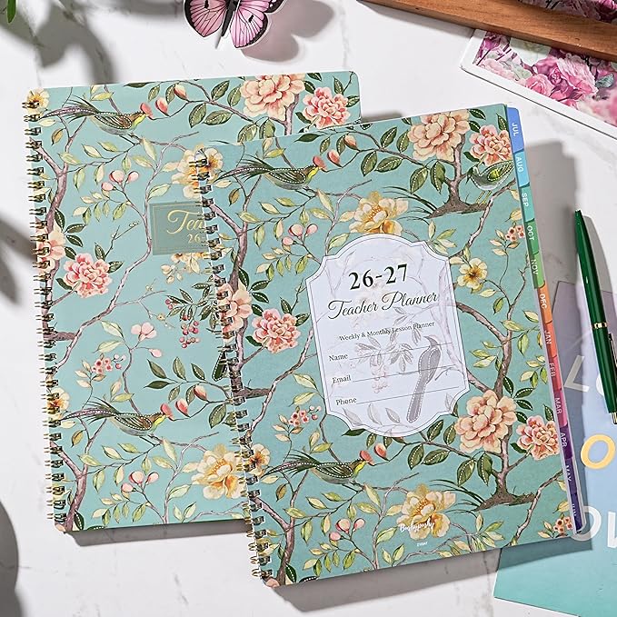 Teacher Planner 2026-2027, Teacher Lesson Planner 2026-2027, July 2026 - June 2027, 8.42" x 11.02", New Version Inner Paper with Spiral Bound, Colorful Monthly Tabs