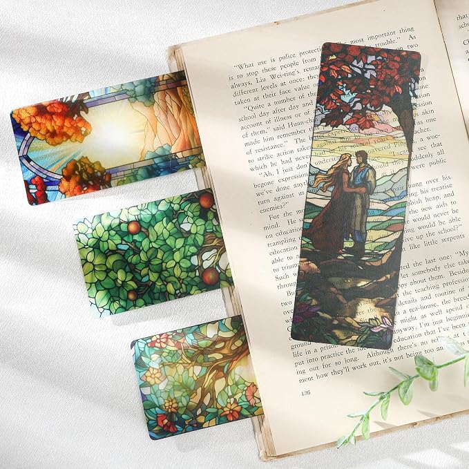 Christian Religious Bookmark Gifts - 20 Pcs Catholic Stained Glass Art Bookmarks for Women Men Book Lovers Page Marks School Reading Accessories Bookish Birthday Graduation Sunday Church Gift