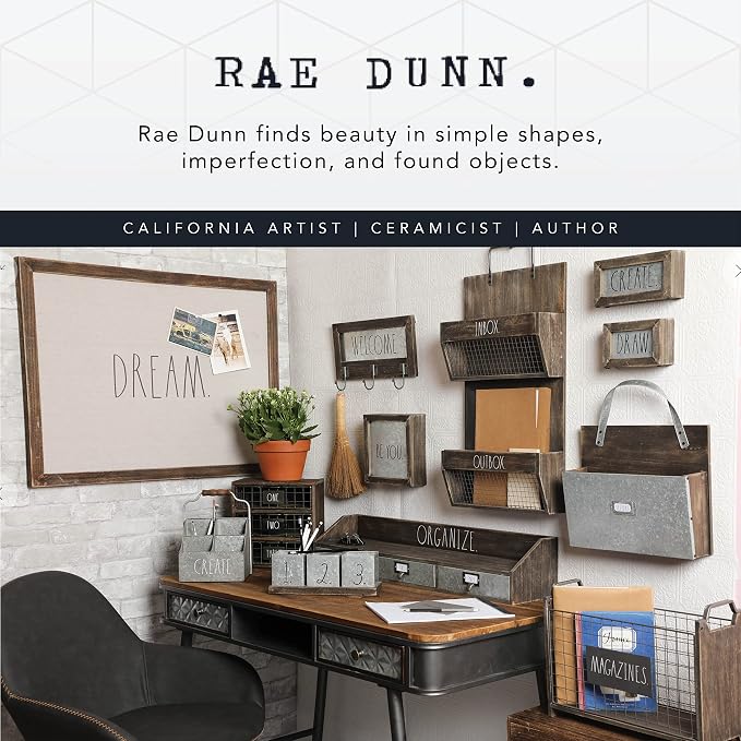 Rae Dunn by Designstyles Rotating Decorative Organizer – Steel Desktop Stationary Spinner Holder - 6 Compartment Table, Dresser and Counter Top Pen and Pencil Cup - Office, Home and Art Supplies
