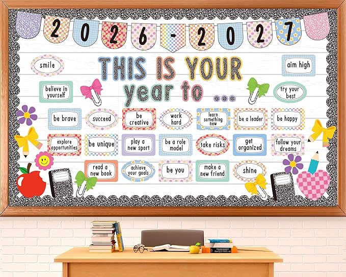 Composition Notebooks Classroom Bulletin Board Set This is Your Year Classroom Decoration Inspirational Welcome Back to School for School Office Chalkboard Wall Door Learning Activities Decor Supplies
