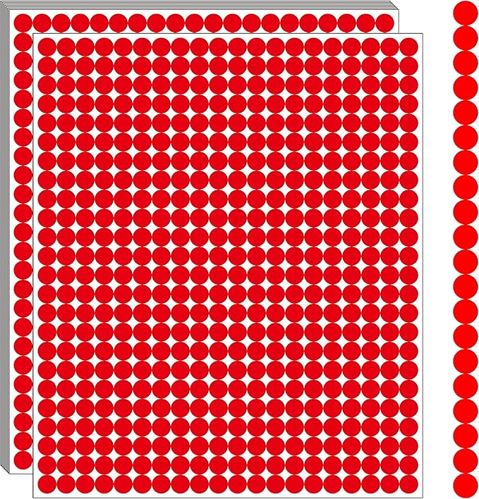 10000 PCS Red Dot Stickers 1/4" Round Circle Dot Stickers Tiny Mini Little Colored Coding Labels for Office,Classroom