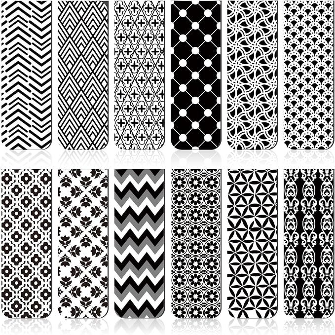 Zonon 24 Pcs Magnetic Bookmarks Bulk Clips Black White Classic Magnetic Page Markers Page Clip Bookmark Funny Bookmark Gifts for Reading Lover Party Favor Office Reading Supplies