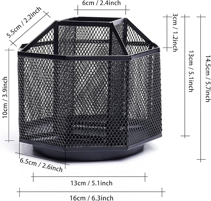 Exerz Desk Organiser/Mesh Desk Tidy Candy/Pen Holder/Multifunctional Organiser 360 Rotating
