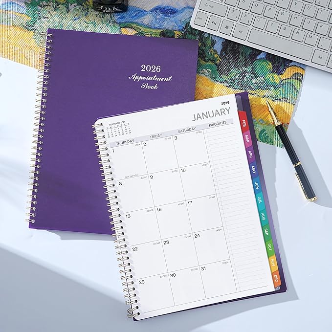 2026 Weekly Appointment Book/Planner - Daily Hourly Planner 2026, JAN 2026 - DEC 2026, 9" x 11" Appointment Book, Monthly Tabs, Hourly Interval, Thick Paper