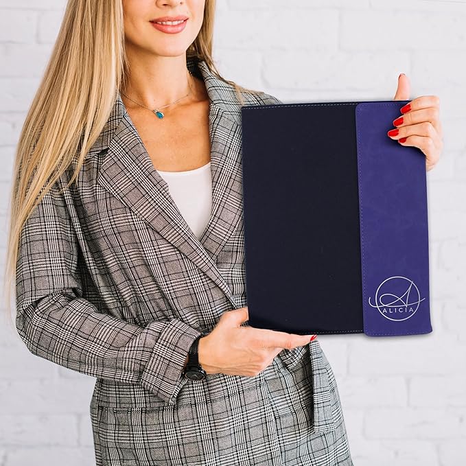 My Personal Memories Personalized Portfolio with Custom Monogrammed Flap - Engraved Teacher, Student, Business, Man, Woman, Gift (Blue Flap)