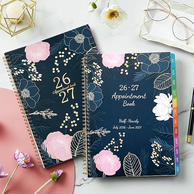 2026-2027 Appointment Book - July 2026 - June 2027, Weekly Appointment Book 2026-2027, 9"x11", Hourly Planner with 30-Minute Interval, Colorful Monthly Tabs, Back Pocket