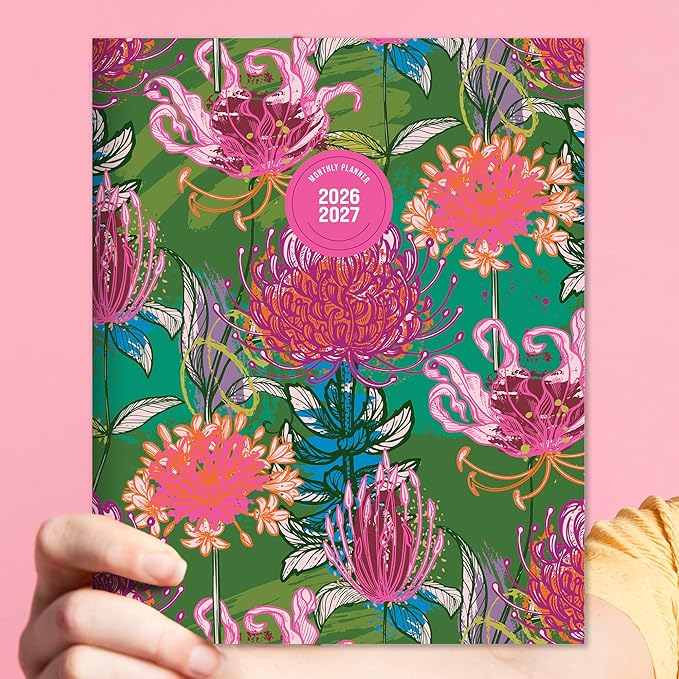TF Publishing July 2026 - June 2027 Fully Floral Medium Monthly Planner - 12 Month Academic Planner 2026-2027 with 2-Page Spreads, Monthly Calendar Grids and Planning Prompts - 6.5 in x 8 in