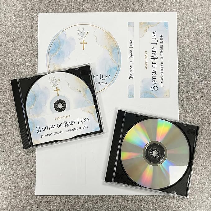 CD/DVD Label Full Face | Qty 1000 Disc, 1000 Spine | 500 Sheets Total | Permanent White Matte | Inkjet & Laser Compatible | Memorex Small Center Style | Easy to Peel | Made in USA | Blank Label