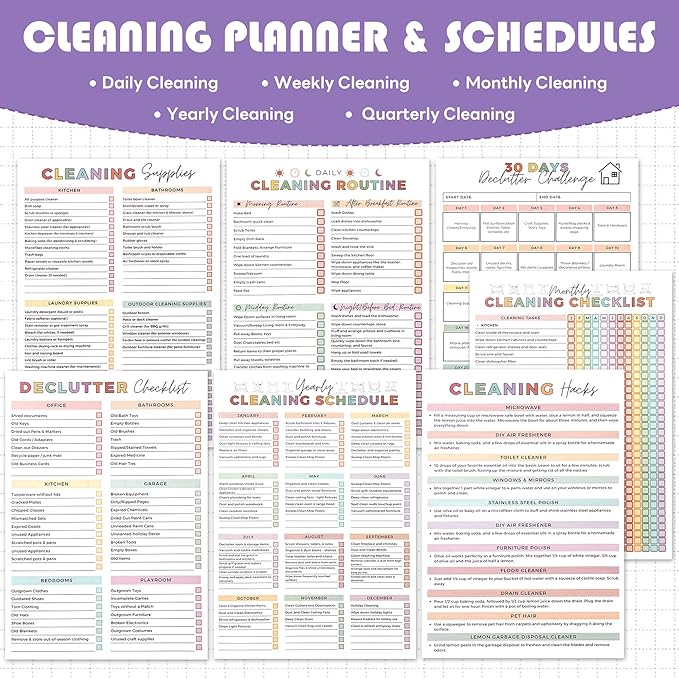 Adhd Planner Daily Cleaning Organizer - Chore Chart Schedule and Checklist - Adhd Household Needs Organization Weekly Monthly Yearly Home Family Full Focus Routine Clean Planners for Adults Women