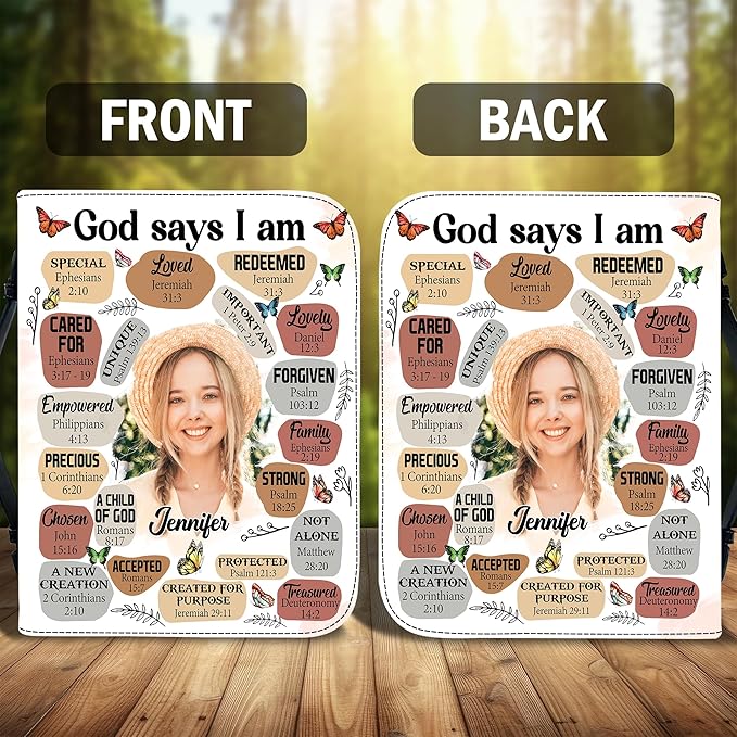 Custom Leather Bible Cover with Name – Personalized Bible Case for Women Zippered with Handle, Bookmark & Storage Pockets, Christian Gift for Mom, Daughter, Grandma (My Daily Affirmation, M-2XL)