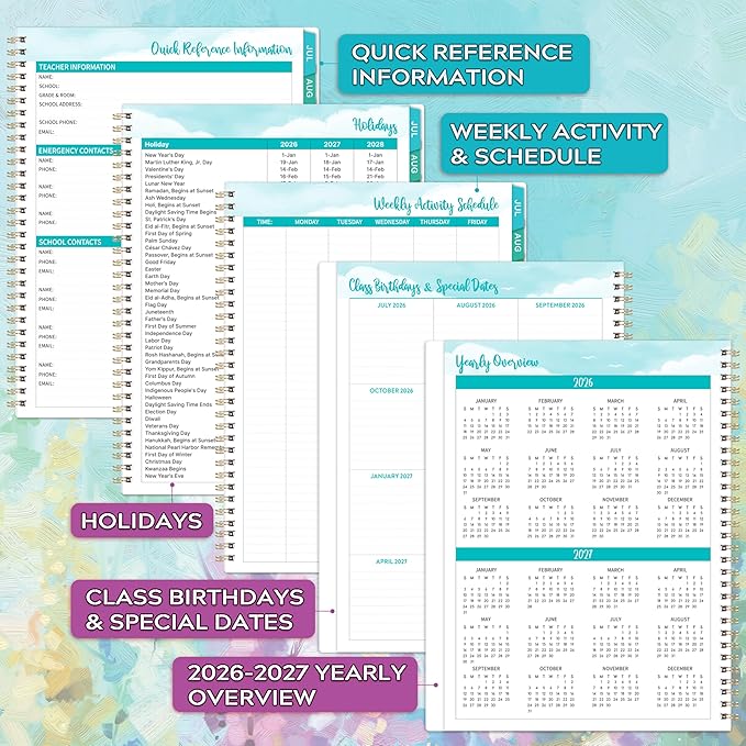 Teacher Planner 2026-2027 - Teacher Lesson Planner 2026-2027, July 2026 - June 2027, 8.3" x 11", Weekly & Monthly Lesson Plan Book for Teachers with Twin-Wire Binding for Teachers - Oil Painting