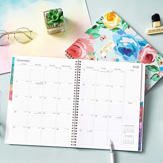 2026-2027 Planner - From JUL 2026 to JUN 2027, 9" x 11", Weekly and Monthly Calendar 26-27, Academic Planner 2026-2027 with Colorful Monthly Tabs, Inner Pocket, Twin-Wire Binding